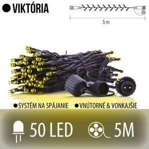 Viktória spojovateľná led svetelná reťaz vonkajšia - 50led - 5m teplá biela