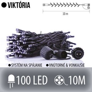Viktória spojovateľná led svetelná reťaz vonkajšia - 100led - 10m studená biela
