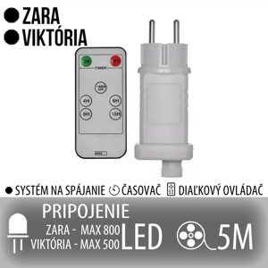 ZARA a VIKTÓRIA napájací zdroj pre spojovateľné reťaze s časovačom a diaľkovým ovládačom - 5m
