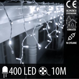 Vianočná led svetelná záclona na spájanie vonkajšia - 400led - 10m studená biela