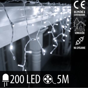 Vianočná led svetelná záclona na spájanie vonkajšia - 200led - 5m studená biela