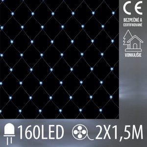 Vianočná led svetelná sieť vonkajšia - 160led - 2x1,5 m studená biela