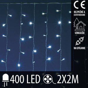 Vianočná led svetelná záclona na spájanie vonkajšia - záves - 400led - 2x2m studená biela