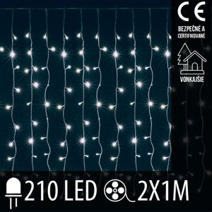 Vianočná led svetelná záclona vonkajšia - záves - 210led - 2x1m studená biela