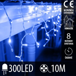 Vianočná led svetelná záclona vonkajšia - programy - časovač - 300led - 10m modrá