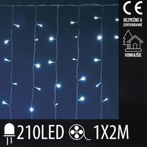 Vianočná led svetelná záclona vonkajšia - 210led - 1x2m studená biela