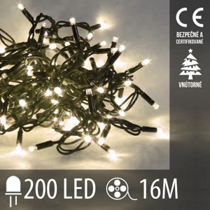 Vianočná led svetelná reťaz vnútorná - 200led - 16m teplá biela