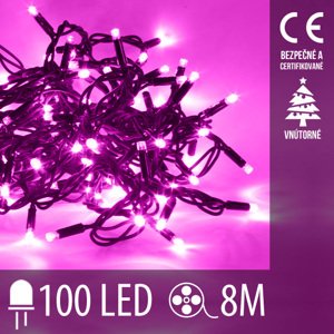Vianočná led svetelná reťaz vnútorná - 100led - 8m ružová