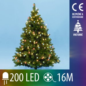 Vianočná led svetelná reťaz vnútorná - guľky 1,5 cm - 200led - 16m multicolour