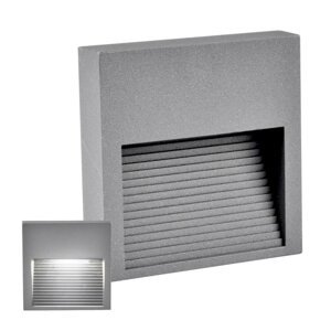 Záhradné povrchové schodiskové svetlo LED 3W 60lm IP44 4000K sivé štvorcové Q9 GOLDLUX (Polux)