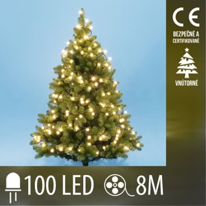 Vianočná led svetelná reťaz vnútorná - guľky 1,5 cm - 100led - 8m teplá biela