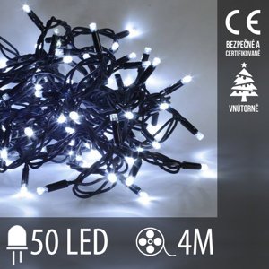 Vianočná led svetelná reťaz vnútorná - 50led - 4m studená biela
