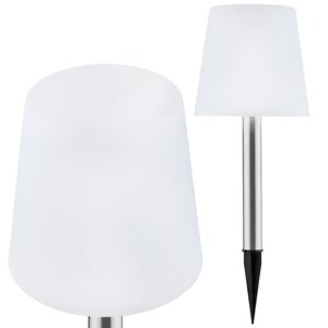 Záhradná lampa LED so solárnym pohonom biela/chróm matná 41cm 4000K RUMBA GOLDLUX (Polux)
