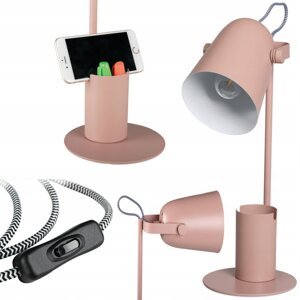 Stolná stolová lampa Škola noci + organizér Raibo E27 5W ružová KANLUX
